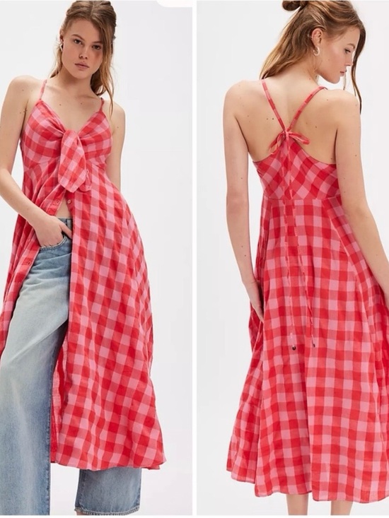 Free People Dresses & Skirts - Free People NWT tie front red gingham dress